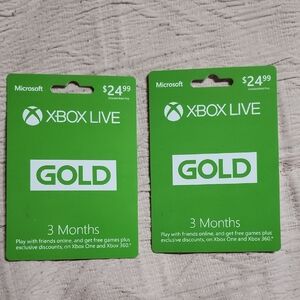 Microsoft Xbox Live 3-Month Gold Cards - Green and White